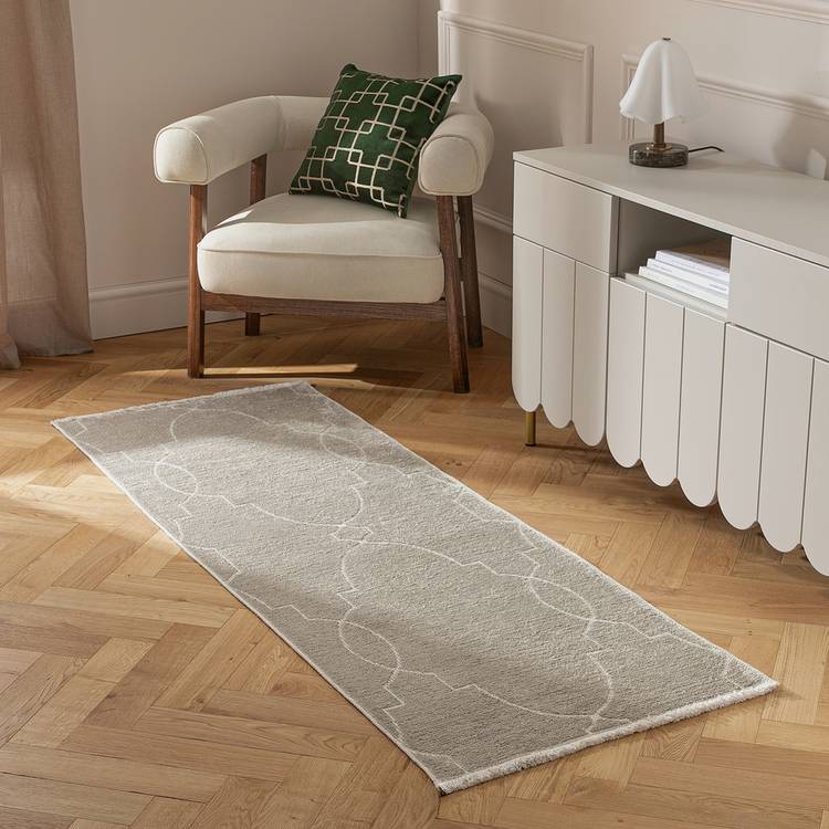 Habitat chenille runner neutral flatweave 66x200cm, UK version