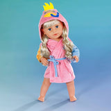 Baby Born doll bathrobe pink with orange and blue sleeves 43cm (British brand)