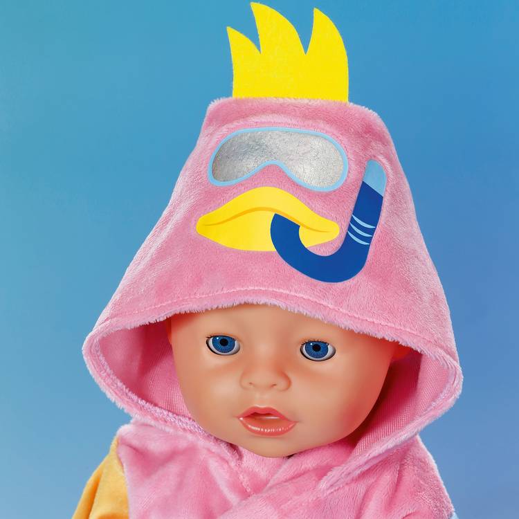 Baby Born doll bathrobe pink with orange and blue sleeves 43cm (British brand)