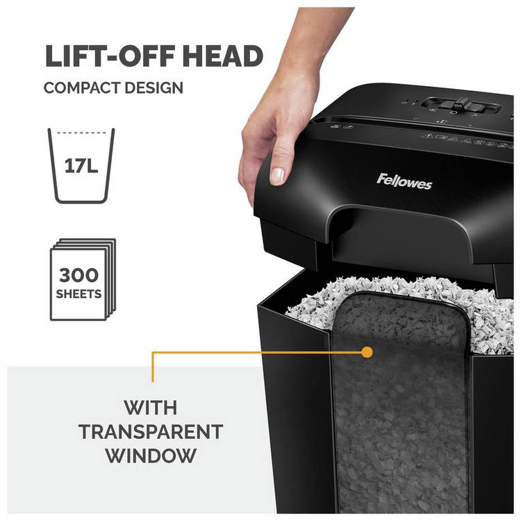 Fellowes LX41 mini-cut shredder 17 litre, imported from the UK