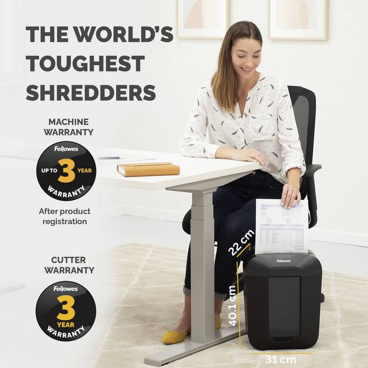 Fellowes LX41 mini-cut shredder 17 litre, imported from the UK
