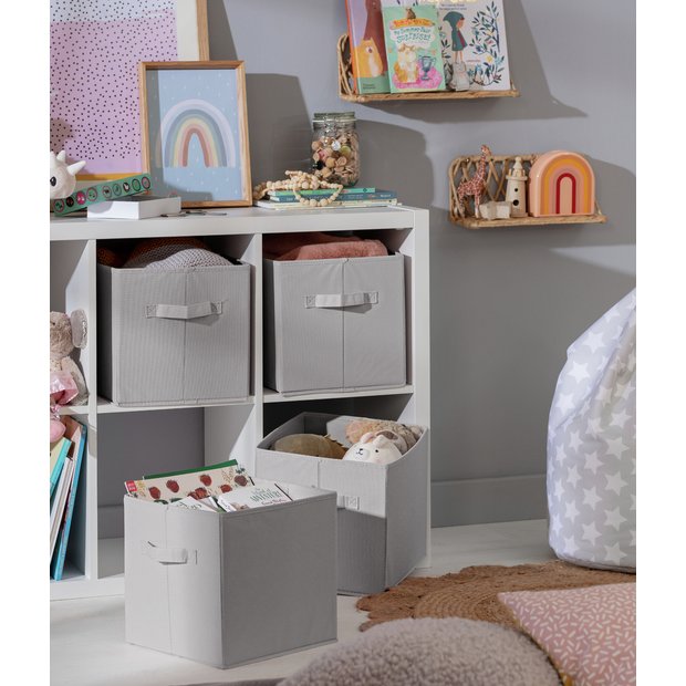 Home kids storage boxes set of 4 in grey - British product