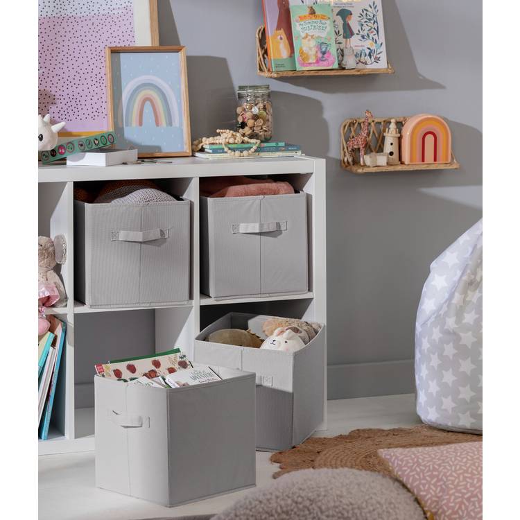 Home kids storage boxes set of 4 in grey - British product