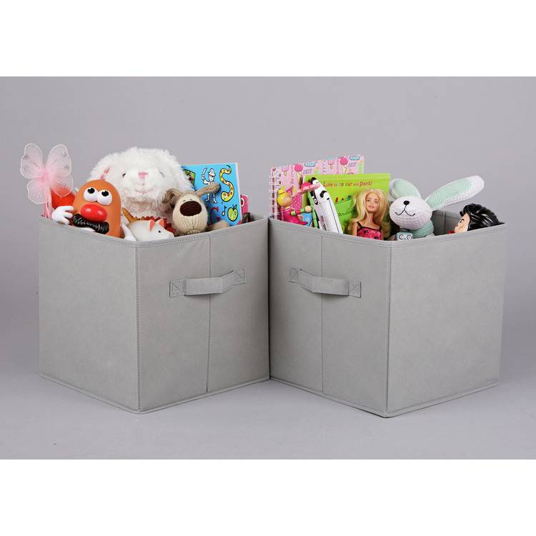 Home kids storage boxes set of 4 in grey - British product