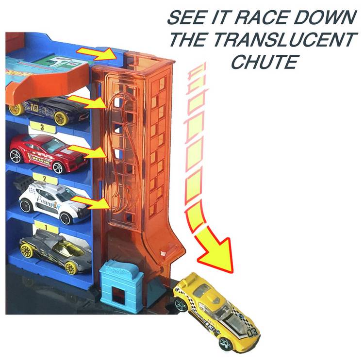 Hot Wheels City Downtown Car Park playset with working lift (British brand)