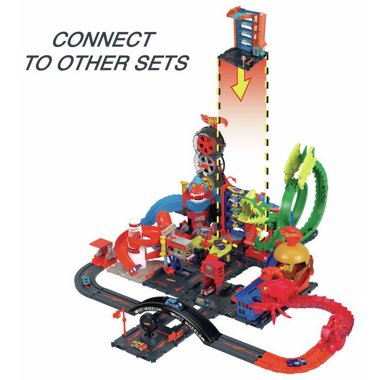 Hot Wheels City Downtown Car Park playset with working lift (British brand)