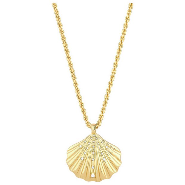 Lipsy gold plated shell pendant necklace with stones, UK version