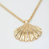 Lipsy gold plated shell pendant necklace with stones, UK version