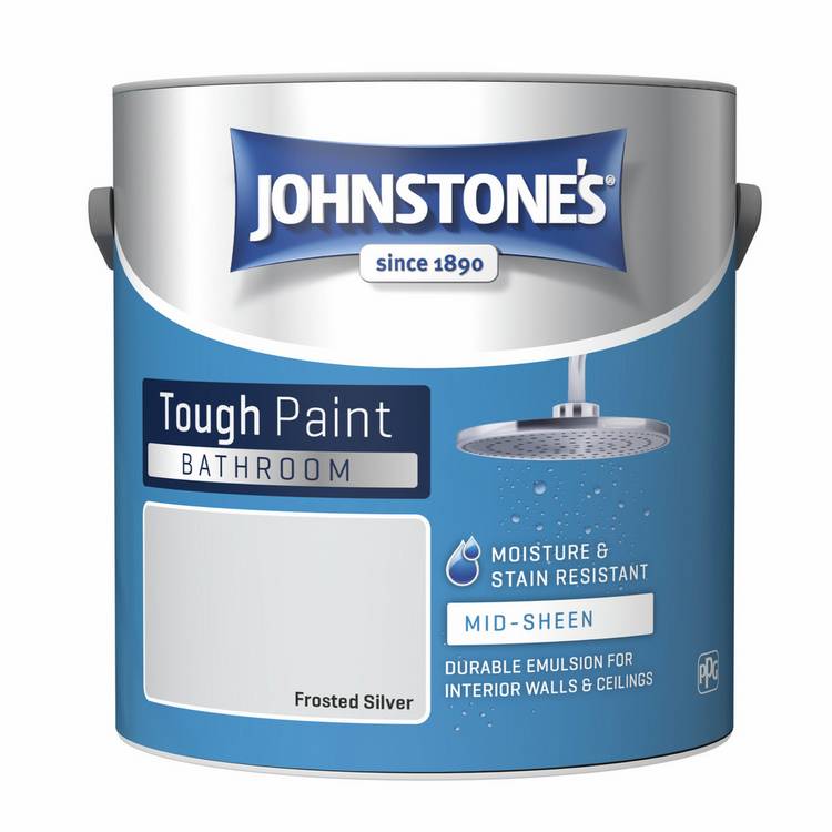 Johnstone's Bathroom Paint Frosted Silver 2.5L, imported from the UK