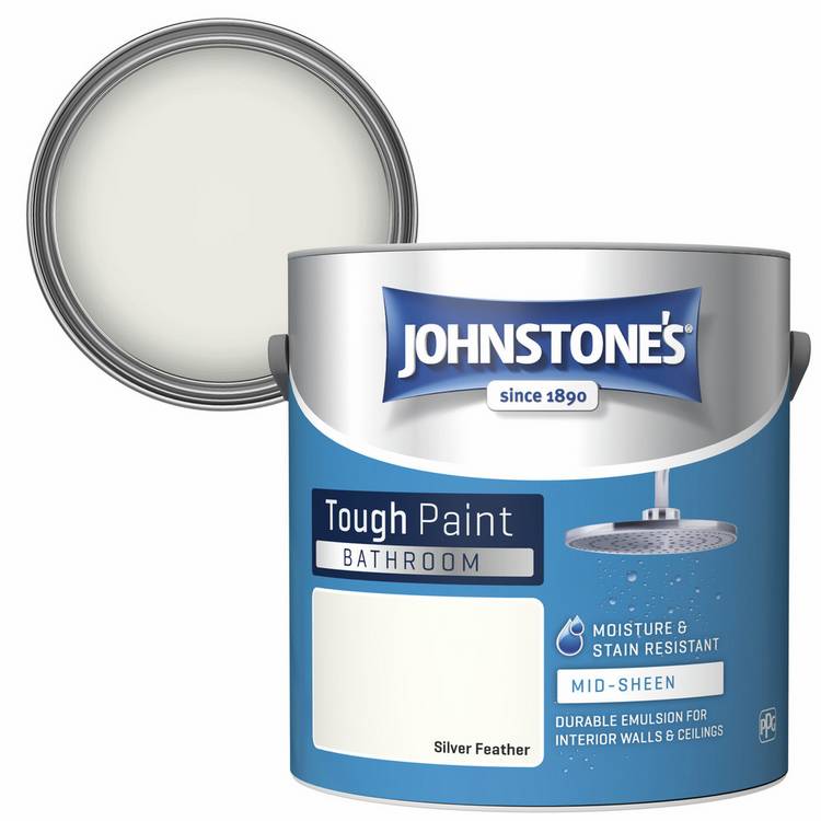 Johnstone's bathroom mid sheen paint Silver Feather 2.5L - British product