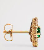 Suzanne Kalan flower stud earrings yellow gold diamond emerald - British product