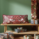 Argos Habitat x Morris & Co. Strawberry Thief Bolster Cushion Red 80x30cm- Buy online at McGrocer