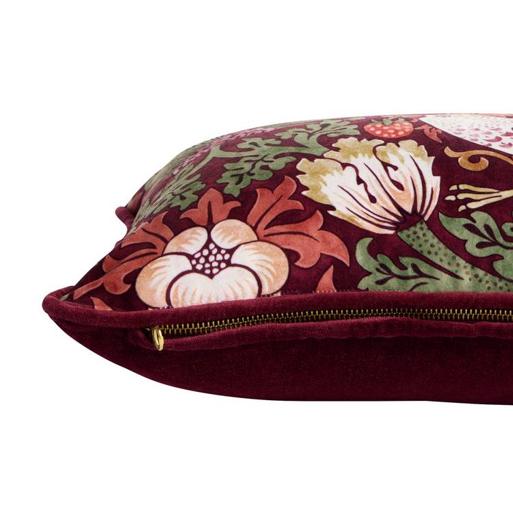 Morris & Co. Strawberry Thief cushion red, imported from the UK