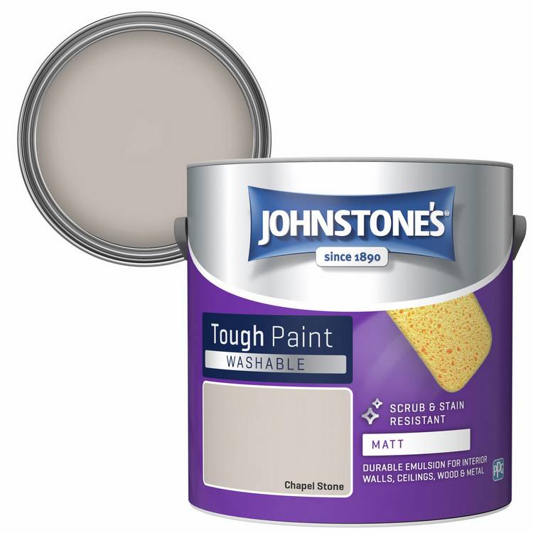 Johnstone's Washable Matt Paint Chapel Stone 2.5L - British product