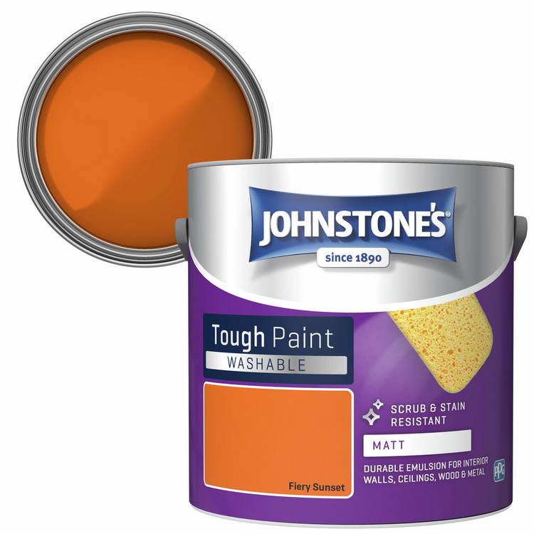 Johnstone's washable matt paint Fiery Sunset 2.5L - British product