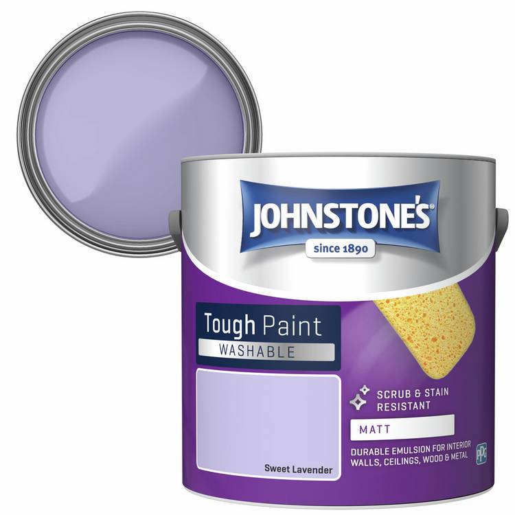 Johnstone's washable matt paint Sweet Lavender 2.5L, imported from the UK