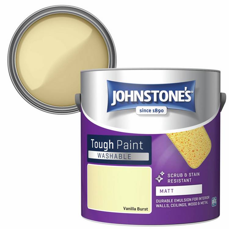 Johnstone's washable matt paint Vanilla Burst 2.5L, imported from the UK