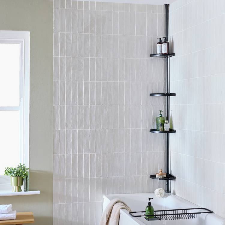 Argos Home black shower organiser pole adjustable (British brand)