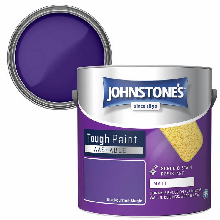 Johnstone's washable matt paint blackcurrant 2.5L (British brand)