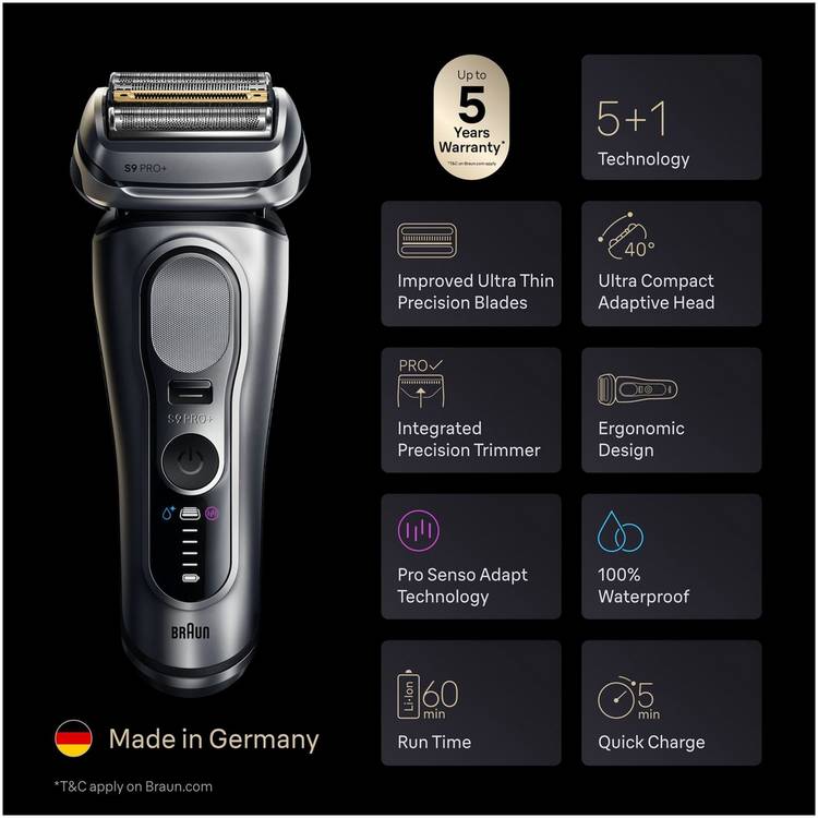 Braun Series 9 Pro+ electric shaver (British brand)