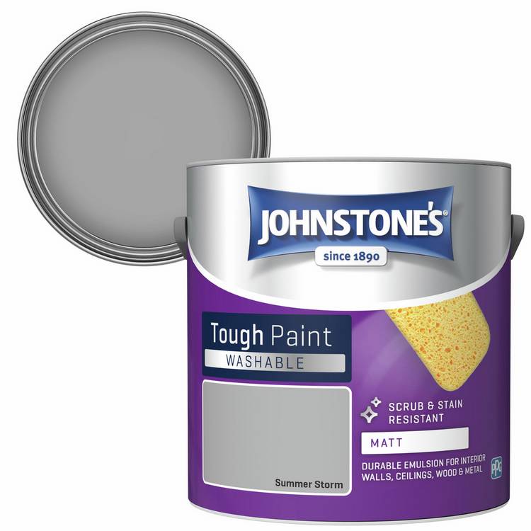 Johnstone's Washable Matt Paint Summer Storm 2.5L, imported from the UK