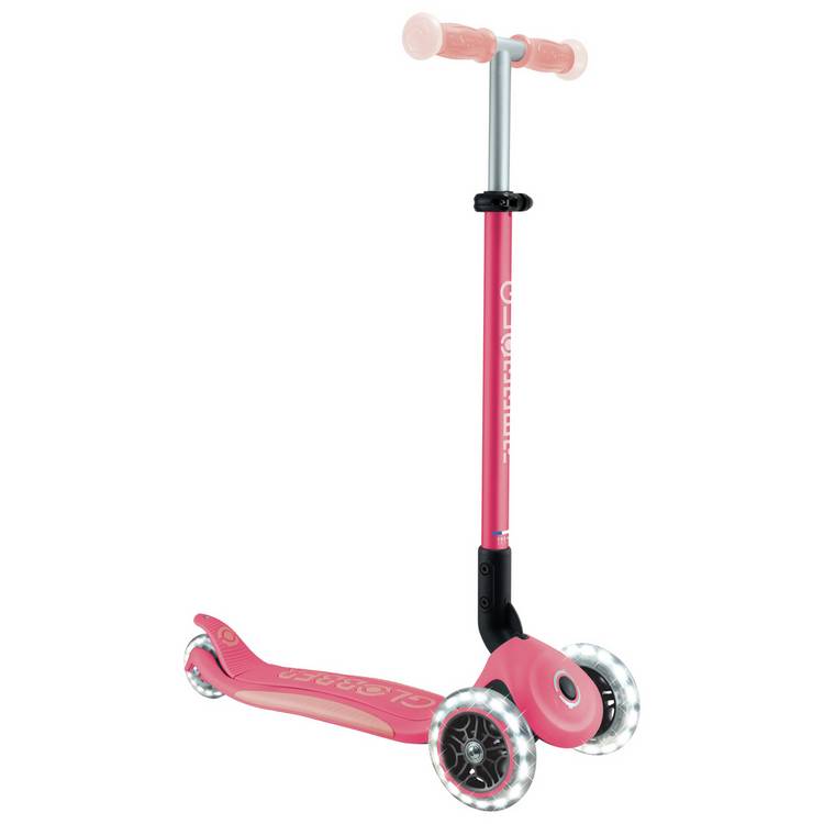 Globber Glow Lights scooter in Coral Pink, UK version