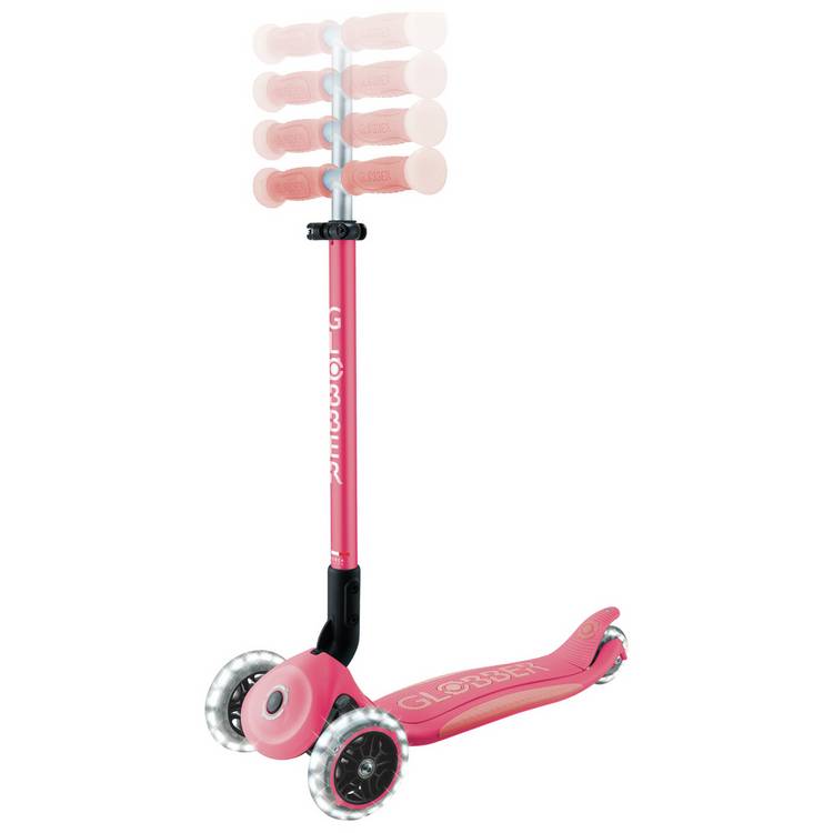 Globber Glow Lights scooter in Coral Pink, UK version