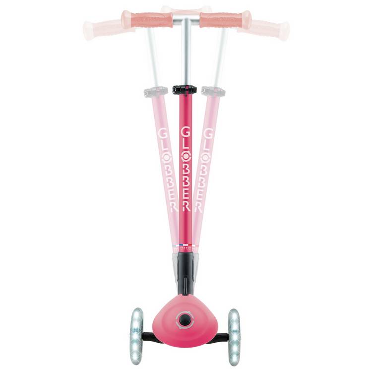 Globber Glow Lights scooter in Coral Pink, UK version