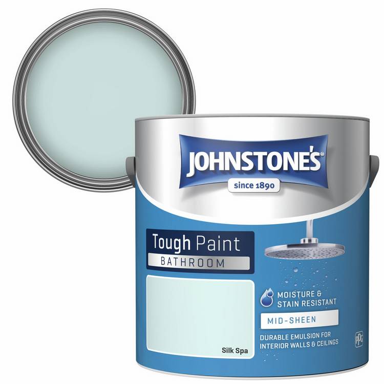 Johnstone's bathroom mid sheen paint Silk Spa 2.5L, UK version