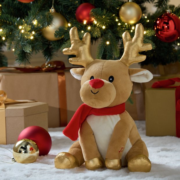 Argos Home reindeer animated soft toy 23cm, imported from the UK