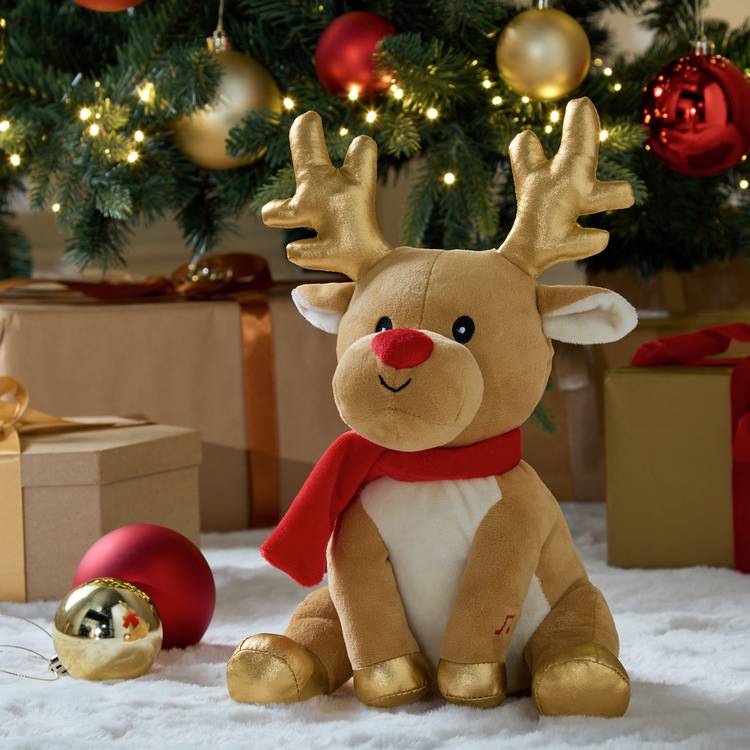 Argos Home reindeer animated soft toy 23cm, imported from the UK
