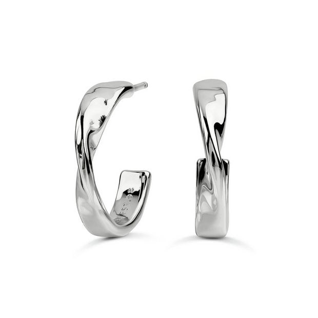 Radley silver plated hammered hoop earrings drop 17.7mm, imported from the UK