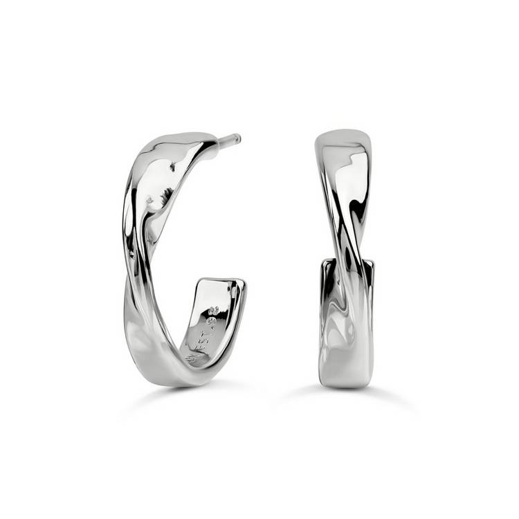 Radley silver plated hammered hoop earrings drop 17.7mm, imported from the UK