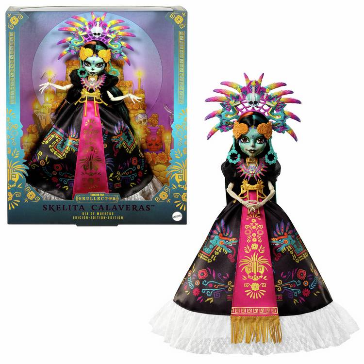 Monster High Skelita Calaveras doll with feathered headdress (British brand)