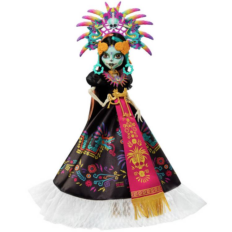 Monster High Skelita Calaveras doll with feathered headdress (British brand)