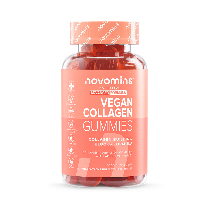 Novomins vegan collagen gummies passionfruit flavour 60 gummies (British brand)