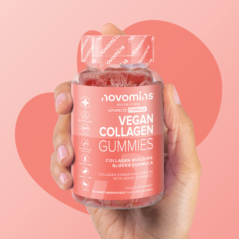 Novomins vegan collagen gummies passionfruit flavour 60 gummies (British brand)