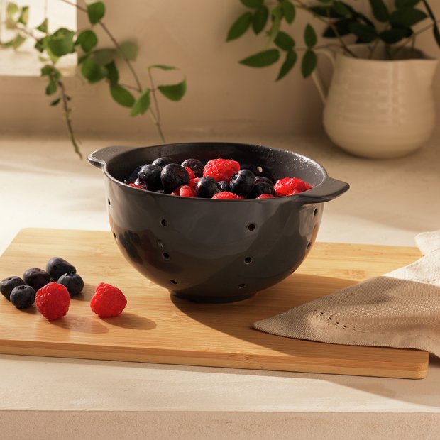 Habitat Berry Colander black stoneware 14cm (British brand)