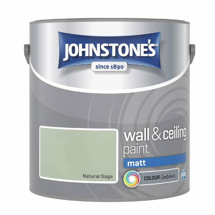 Johnstone's wall and ceiling matt paint Natural Sage 2.5L (British brand)