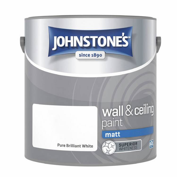 Johnstone's brilliant white matt paint 2.5L, imported from the UK