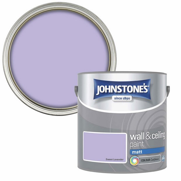 Johnstone's Sweet Lavender matt paint 2.5L, imported from the UK