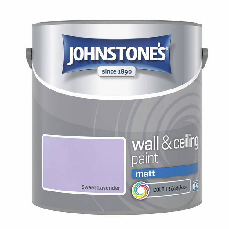 Johnstone's Sweet Lavender matt paint 2.5L, imported from the UK
