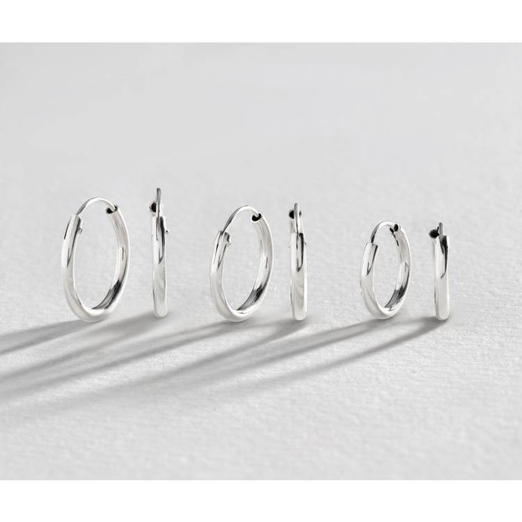 Revere silver sleeper hoop earrings set of three (British brand)