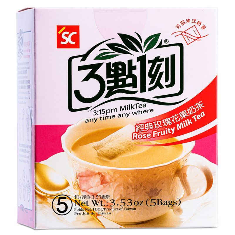 3:15pm rose fruity milk tea with black tea, UK version
