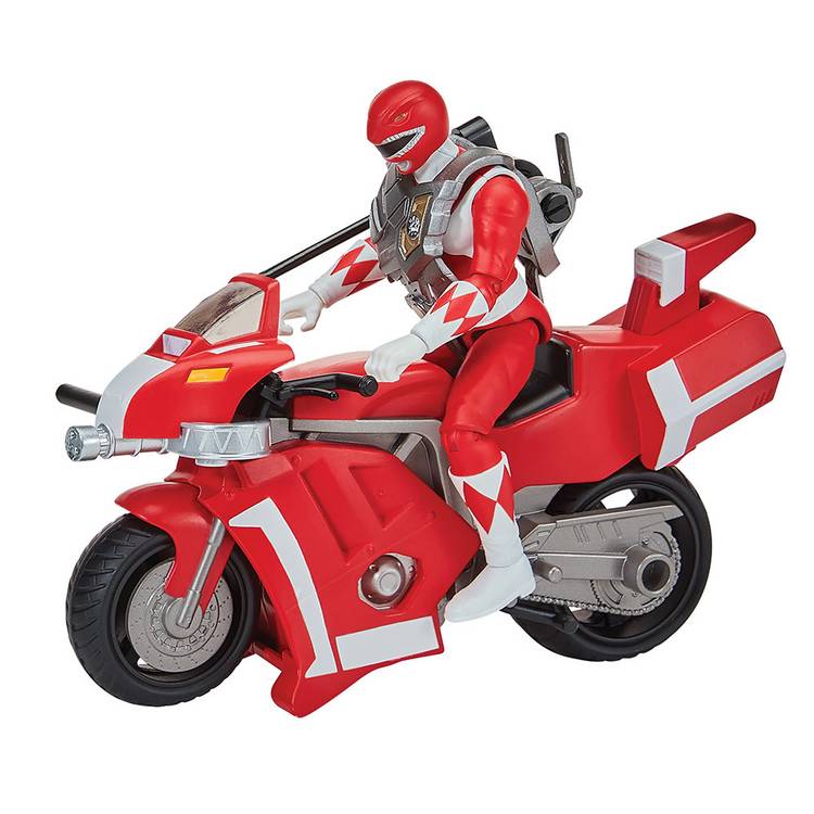 Power Rangers Battle Bike with Red Ranger action figure, imported from the UK