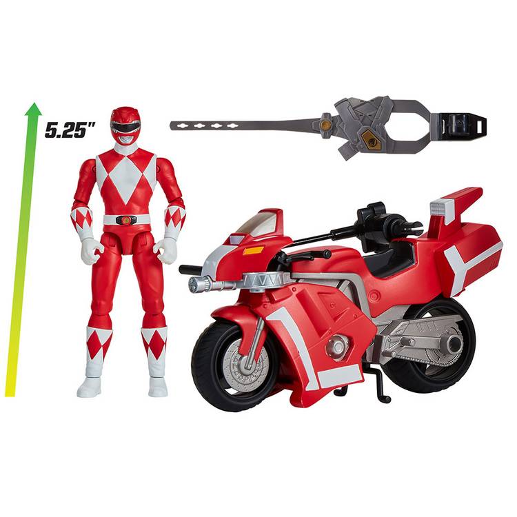 Power Rangers Battle Bike with Red Ranger action figure, imported from the UK