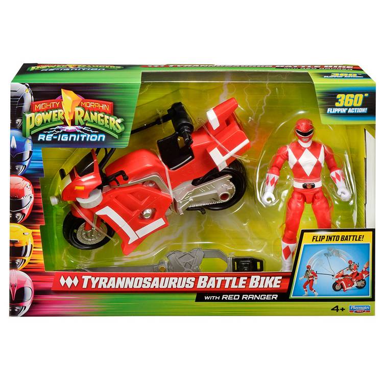 Power Rangers Battle Bike with Red Ranger action figure, imported from the UK