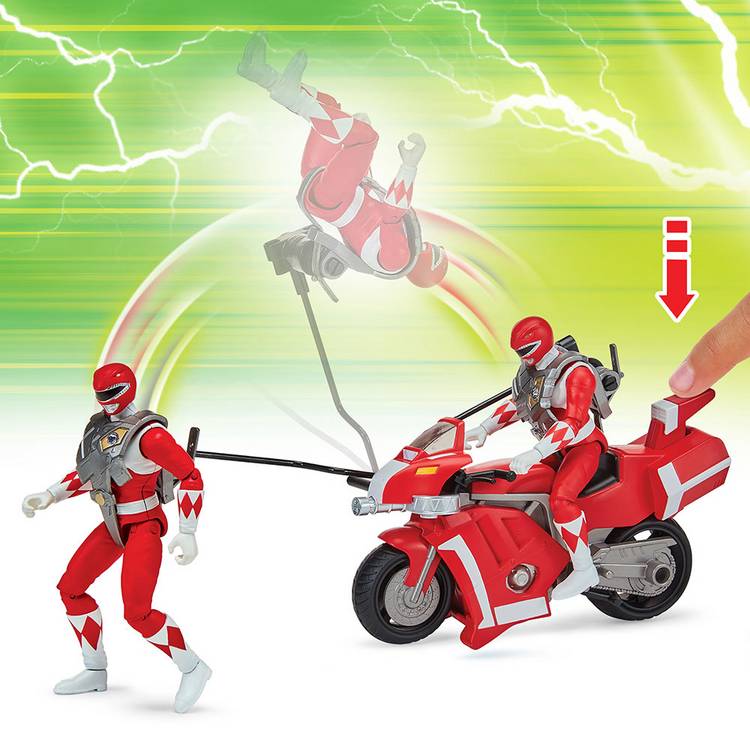 Power Rangers Battle Bike with Red Ranger action figure, imported from the UK