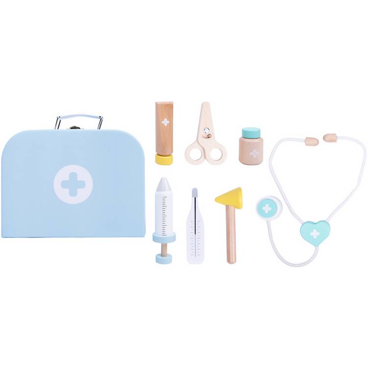 Chad Valley wooden doctor set with 14 pieces (British brand)