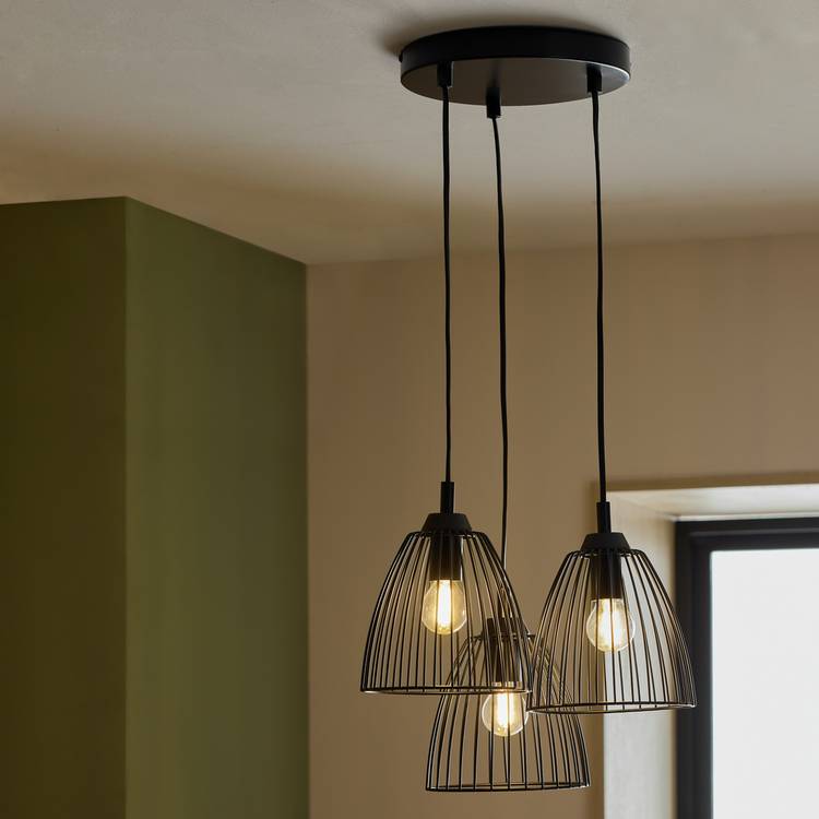 Argos Home 3 light cluster pendant light black - British product